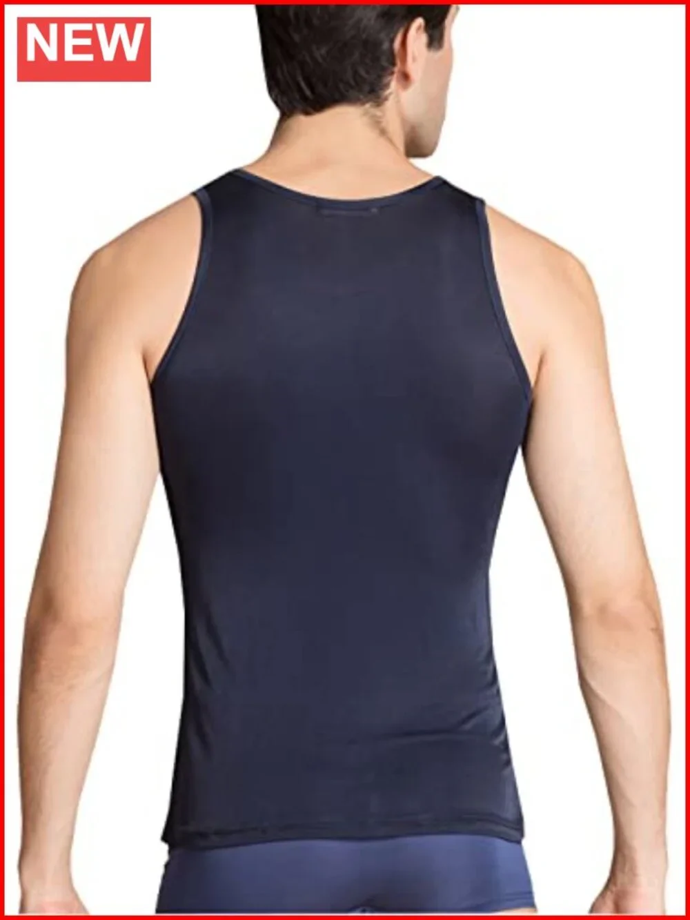 Men's Silk Tank Top Sleeveless Undershirt Breathable Classic A Shirt